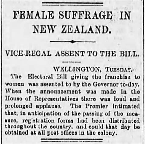 New Zealand Becomes First To Extend National Suffrage To Women 1893