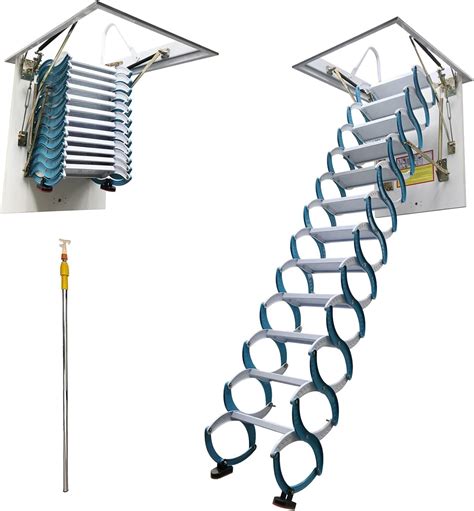 TECHTONGDA Attic Ladder 12 Steps Pull Down Attic Stairs, Folding Ladder