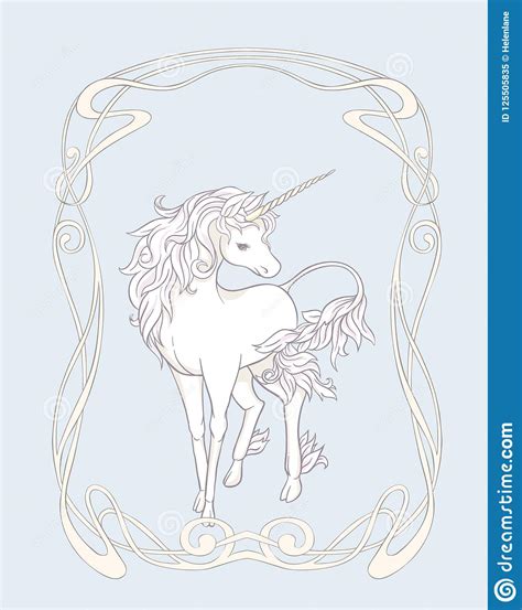 Unicorn And Fantastic Vintage Flowers Vector Illustration Stock Vector