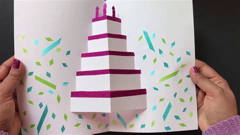 Make sure the fold in the middle of the accordion coincides with the fold of the card. DIY Pop Up Cake Card - Easy Birthday Card - YouTube