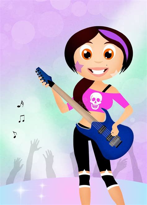 Rock Star Girl Playing Guitar Stock Vector Illustration Of Pantyhose