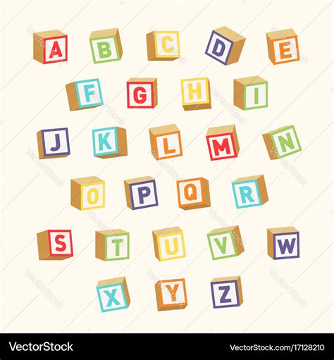 Alphabet Colorful Toy Blocks Font For Children Vector Image