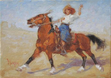 Cowgirl Memories X Oil By Cecile W Morgan Original Fine Art