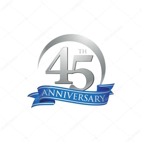45th Anniversary Ring Logo Blue Ribbon — Stock Vector © Ariefpro 86343846