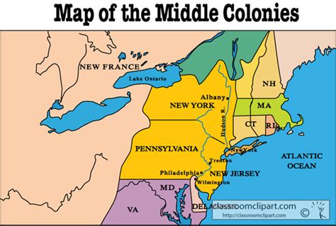Colonial America Mapofthemiddlecolonies1217 Classroom Clipart