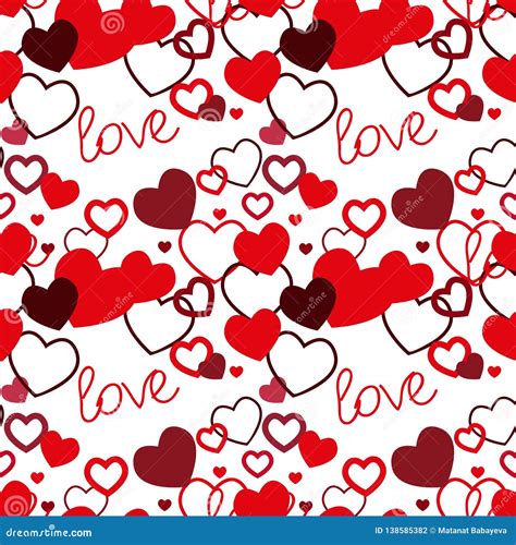 Red Hearts Seamless Pattern Valentine S Day Vector Illustration