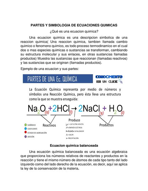 Proyecto Final Quimica Partes Y Simbologia De Ecuaciones Quimicas Qu Es Una Ecuacion Quimica