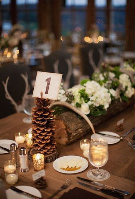 Picture Of A Rustic Winter Wedding Centerpiece Of A Tree