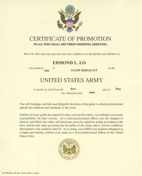 Officer Promotion Certificate Template Army 1 Best Templates Ideas