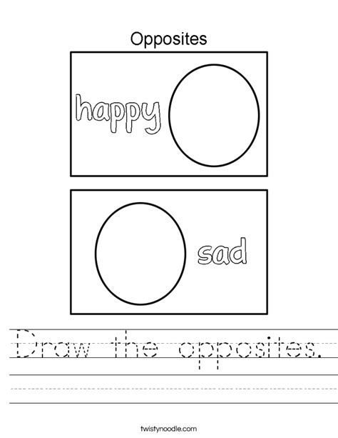 Draw The Opposites Worksheet Twisty Noodle
