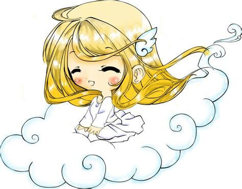 Blonde Anime Baby Girl Blonde Chibi Angel Digital Art