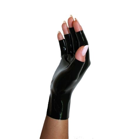 Rubberfashion Latex Gloves Short Sexy Rubber Gloves Cross Short Fingerless Gloves To Wrist