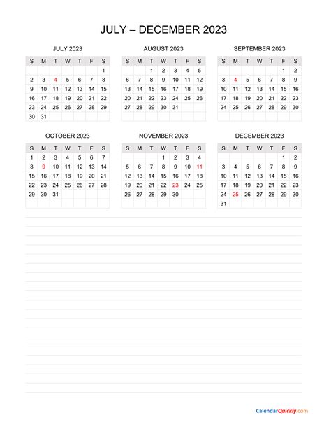 July To December 2023 Calendar Vertical Calendar Quickly Gambaran