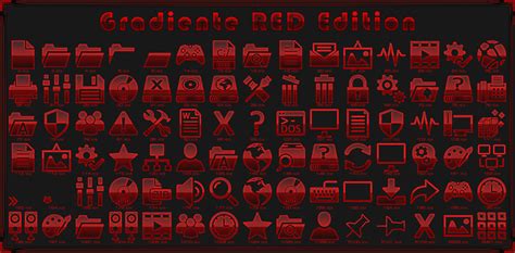 Gradiente Red Iconpack For Win78110 Skin Pack Theme For Windows 10