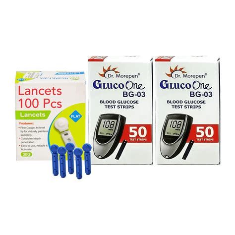Dr Morepen Bg 03 Gluco One 50 Test Strips Pack Of 2 With 100 Lancets