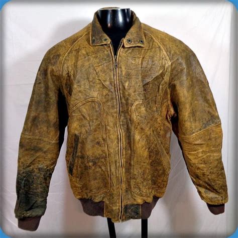 Context Vintage Distressed Lambskin Leather Flight Bomber Jacket Mens