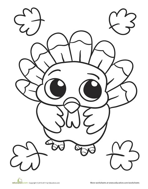 Cute Cartoon Turkey Coloring Pages