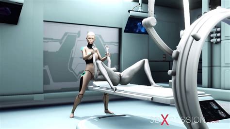 Sexy Sci Fi Female Android Plays With An Alien In The Surgery Room In