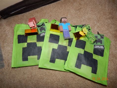 Minecraft Like Creeper Face Treat Bag 12 Pack Etsy Mini Tote Bag Mini Tote Treat Bags