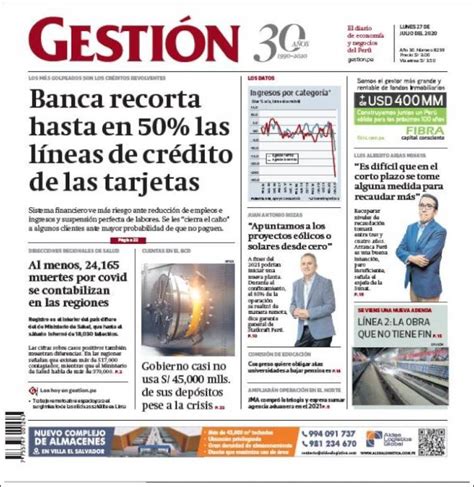 Newspaper Diario Gestión Peru Newspapers In Peru Tuesdays Edition