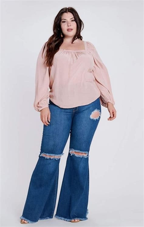 Jean Bell Bottoms Plus Size Flare Jeans Outfits Bell Bottom Jeans