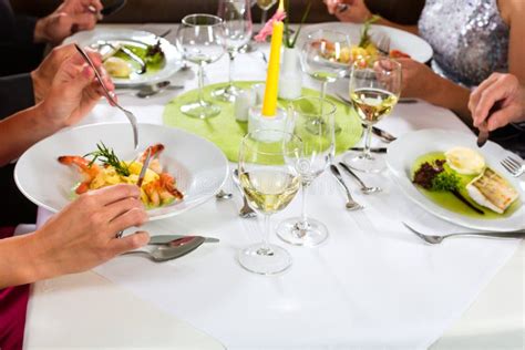 People Fine Dining In Elegant Restaurant Stock Photo Image Of Dining