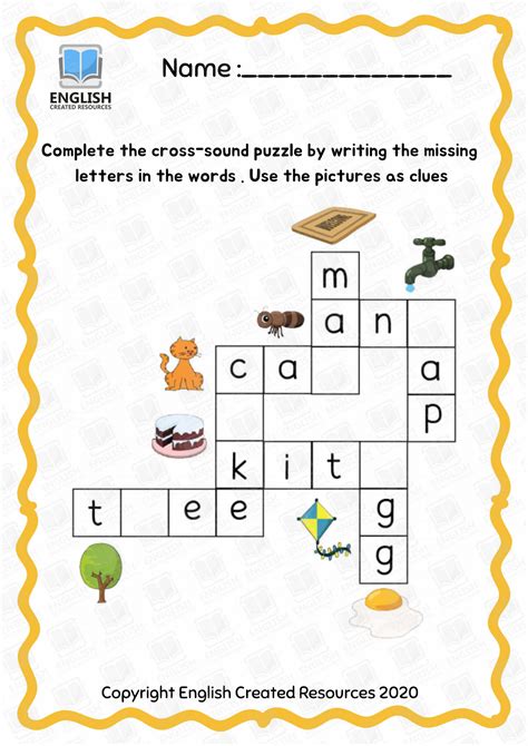 Kindergarten Crossword Puzzle