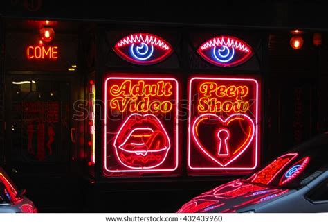 Adult Video Peep Show Neon Sign Stock Photo Edit Now 432439960