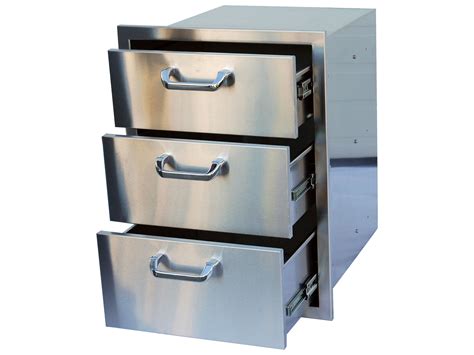 Stainless steel construction offers a sleek aesthetic that withstands the elements. Outdoor Greatroom Stainless Steel (3) Drawer Storage | 3DRW