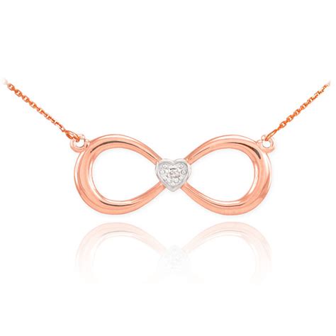 14k Rose Gold Infinity Pendant Necklace With Diamond Accents