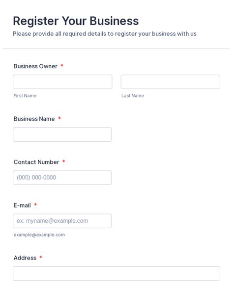 Business Registration Form Template Jotform