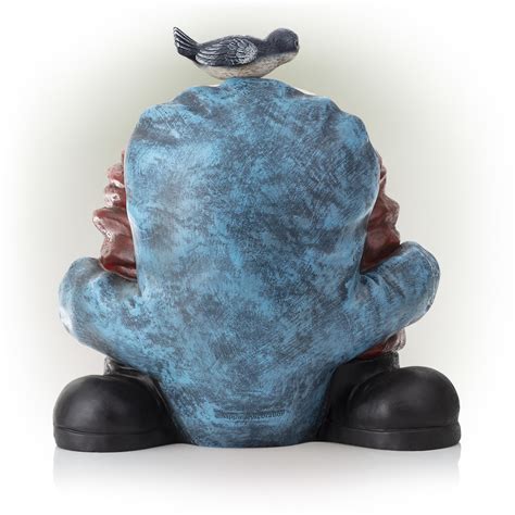 Alpine Corporation Mooning Welcome Gnome With Bird Statue Model
