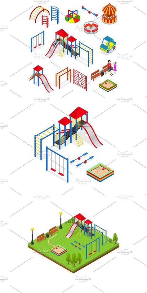 Outdoor Playground Isometric View Playground Design Outdoor