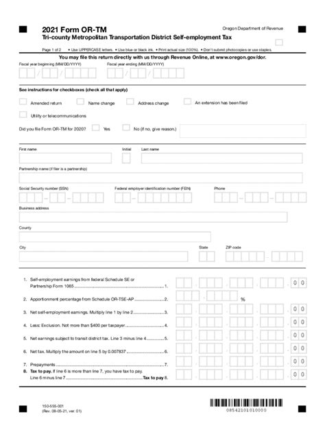 Or Tm 2021 2024 Form Fill Out And Sign Printable Pdf Template