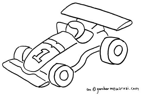 contoh gambar mewarnai mobil balap buku mewarnai sketsa