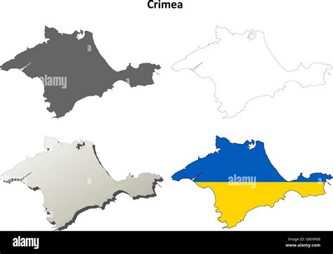 Crimea Outline Map Set Ukrainian Version Stock Vector Image And Art Alamy