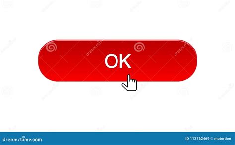 Ok Web Interface Button Clicked With Mouse Cursor Red Color Site