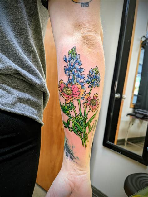 Texas Wildflowers By Lady At Atomic Tattoo In Pflugerville Tx Rtattoos