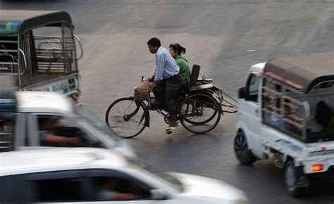Myanmar Man Drives Trishaw Known Sidecar Editorial Stock Photo Stock