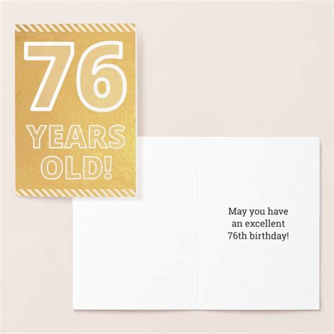 76th Birthday Bold 76 Years Old Gold Foil Card