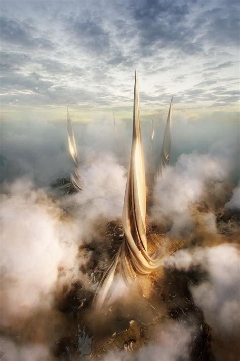 Futuristic Skyscraper Concept Cloud Islands Project By Matej Hosek R