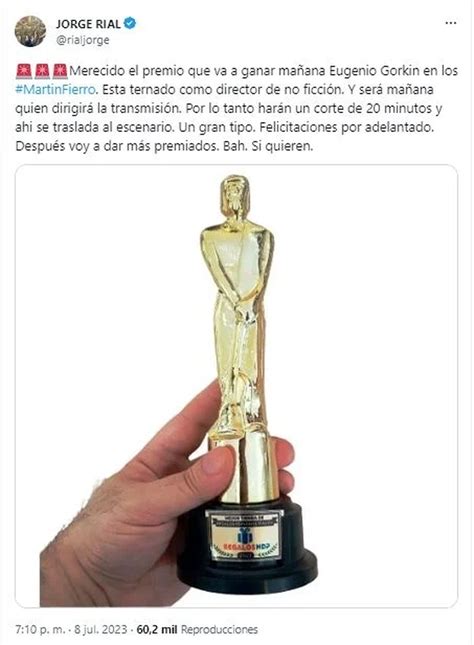 Se filtró uno de los llamativos ganadores de los premios Martín Fierro