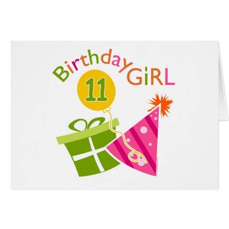 11th Birthday Birthday Girl Card Zazzle