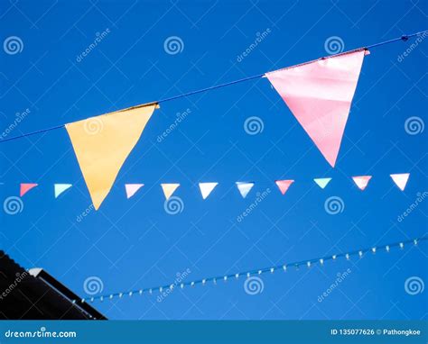 Pennant Flag Strings Festival And Fair Decoration Party Stock Photo