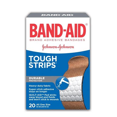 Band Aid Brand Tough Strips Adhesive Bandages Pack Of 20