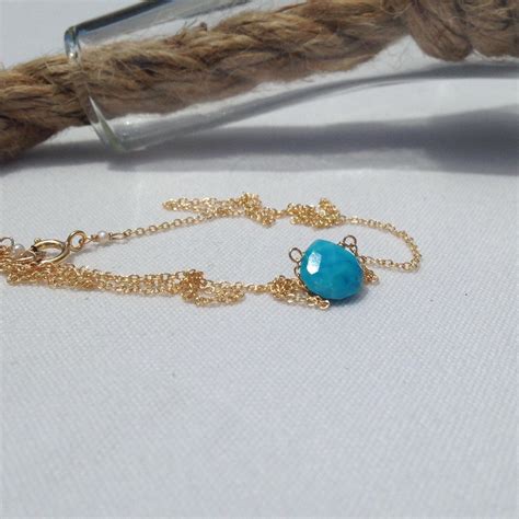 Turquoise Necklace Turquoise And Gold December Birthstone Etsy
