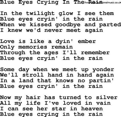 View 45 Song Lyrics Blue Eyes Crying In The Rain