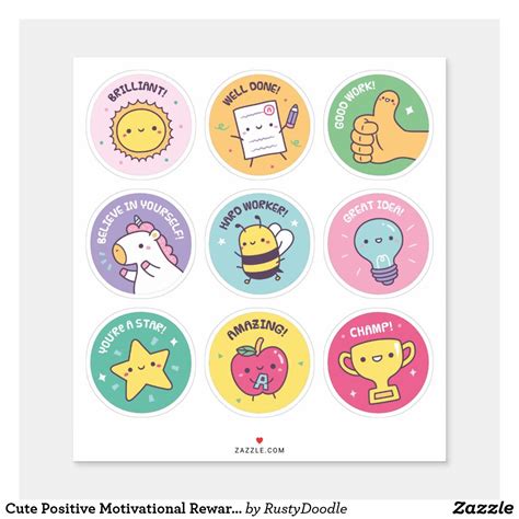 Cute Positive Motivational Reward Stickers Zazzle Sticker Art