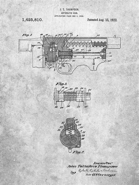 Pp1099 Slate Thompson Submachine Gun Patent Poster Digital Art By Cole