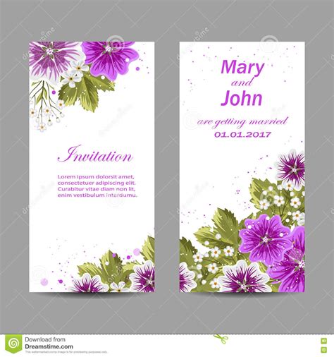 Set Of Wedding Invitation Cards Design Stock Vector
